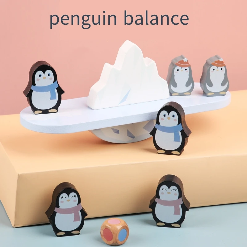 

Wooden Penguin Balance Stacking Building Blocks Balance Grasping Ability To Cultivate Children's Early Educational Toys