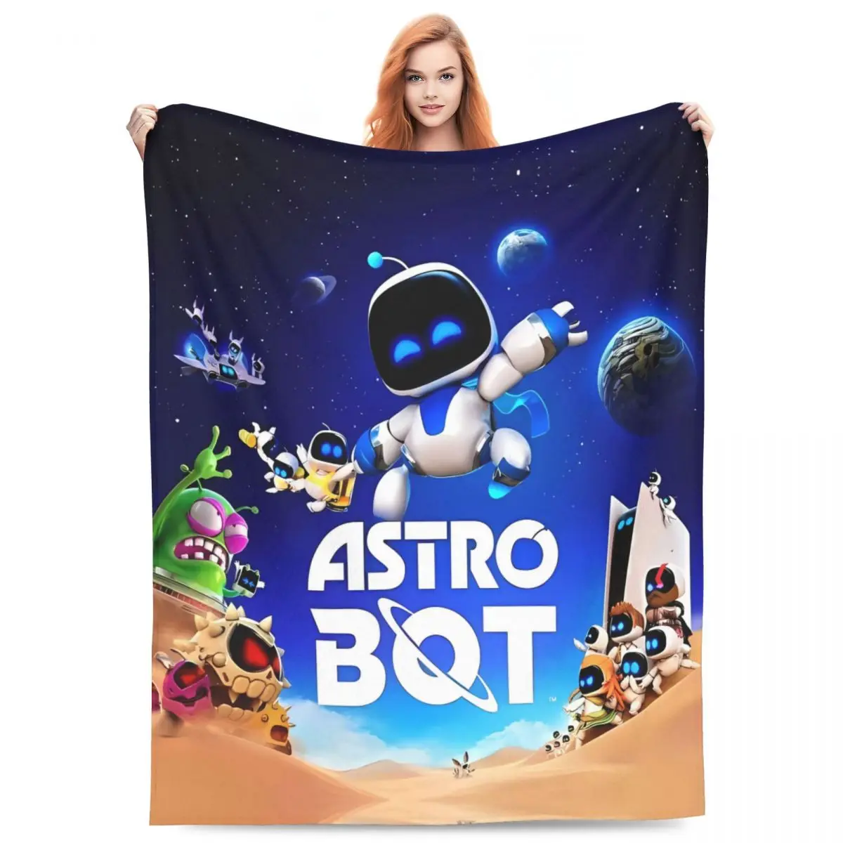 Плакат A-Astro-Bot супер теплое одеяло плюшевое для путешествий новинка фланелевое