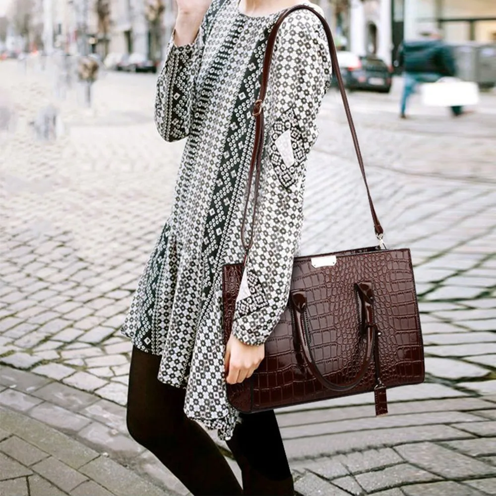 alligator pattern female shoulder bags high quality womens handbag pu large capacity messenger bag fashion square handbag free global shipping