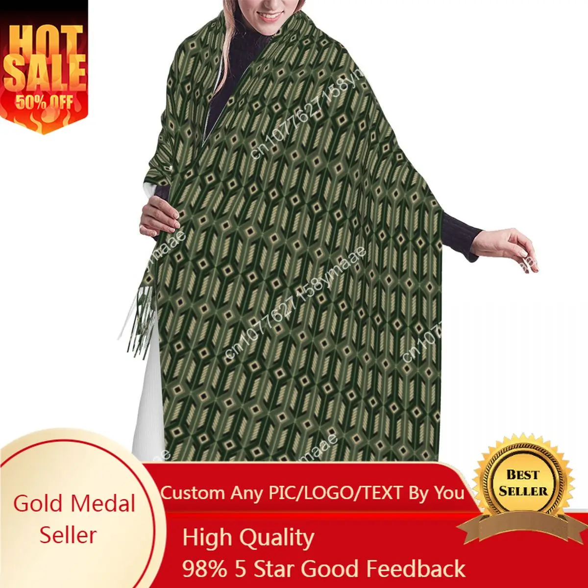

Custom Pine Zeldas Symbol Pattern Video Gamer Tassel Scarf Women Soft Versatile Female Shawls Wraps Ladies Winter Scarves