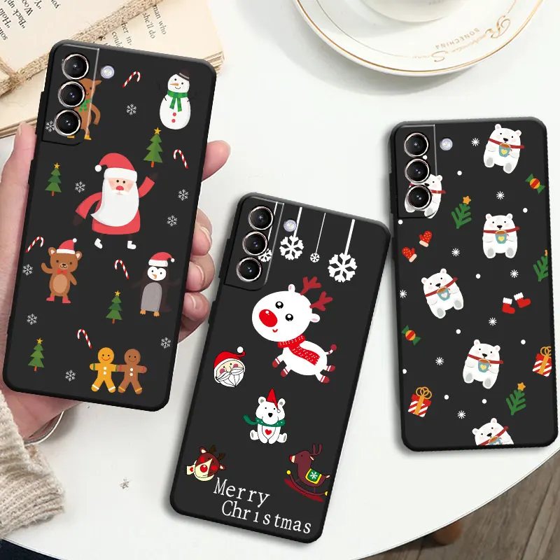 Фото Милый мультяшный Рождественский чехол с куклой для Samsung Galaxy S22 S23 Ultra S20 S21 FE S10 S9 Plus Note 20 10 Lite, мягкий чехол для телефона №1