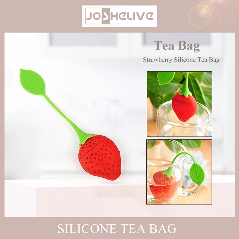 

new Silicone Strawberry Leaf Strainer Herbal Spice Infuser Filter Diffuser Tea bag tea maker silicone tea infuser