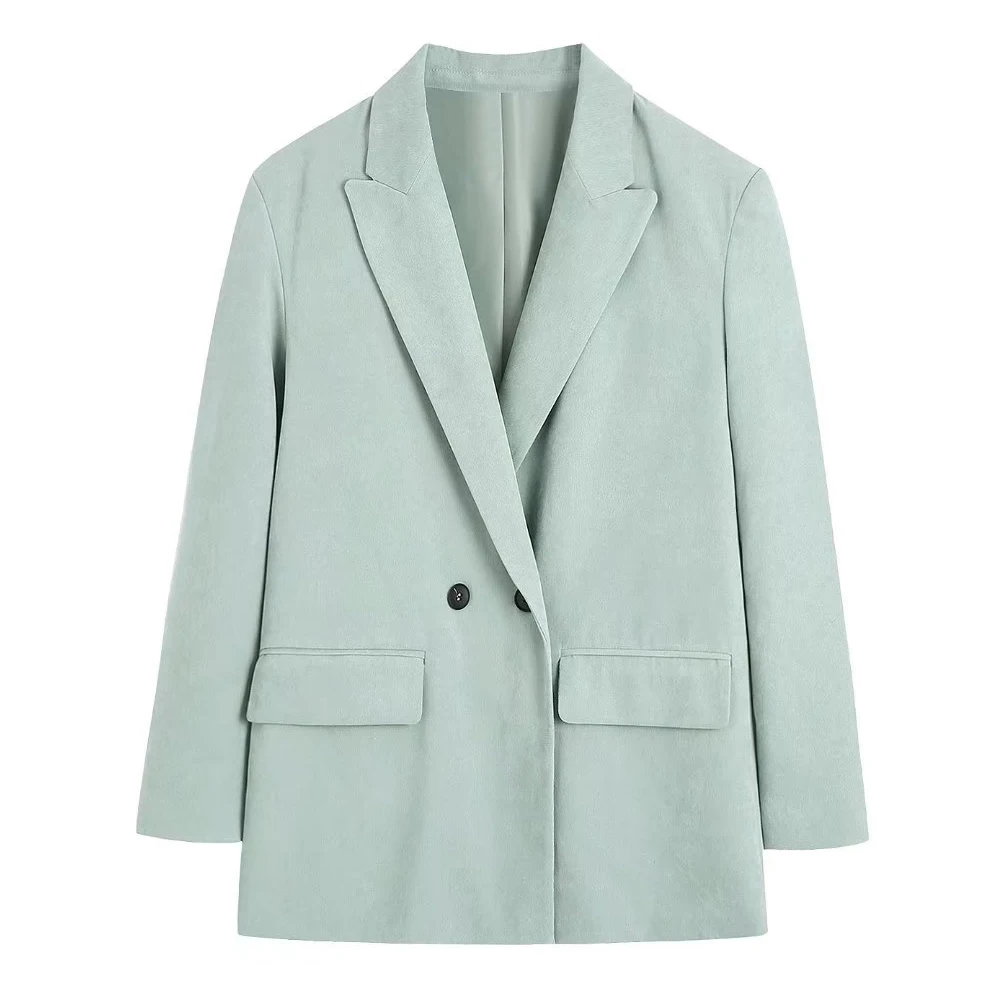 

Женский двубортный блейзер с карманами, свободная винтажная верхняя одежда с длинными рукавами и откидными карманами, осень 2022