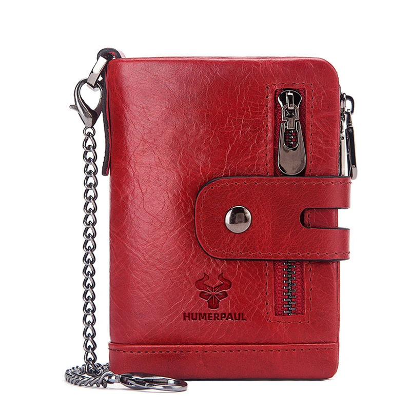 Men's High Quality Genuine Leather  Retro Wallet RFID Blocking Hasp Zipper Wallets Casual Card Holder Male Coin Purse Money Clip