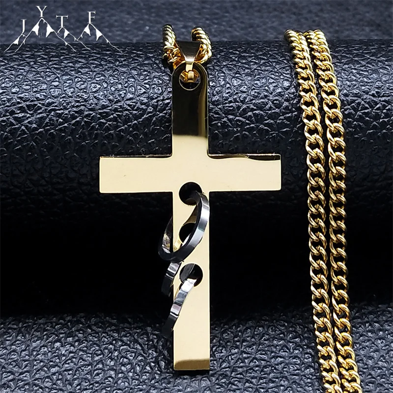 

Hip Hop Cross With Circle Ring Pendant Necklaces Stainless Steel Chain Christ Cruz Necklace Men Women Streetwear Jewelry Gifts