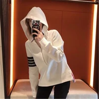 four bar tb waffle hooded sweater womens spring and autumn fried street tb half zipper loose knitted sweater tide brand