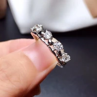 meibapj new arrival 3mm d color 5 pcs moissanite diamond simple ring for women 925 sterling silver fine wedding jewelry