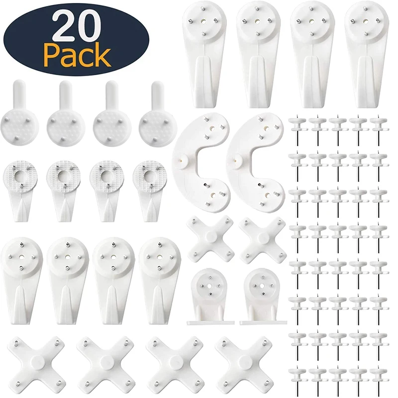 20PCS Wall Hooks Mount White Painting Photo Plastic Invisibl Nail Clock Hanging Hanger Picture Frame Seamless Nail Home Decor