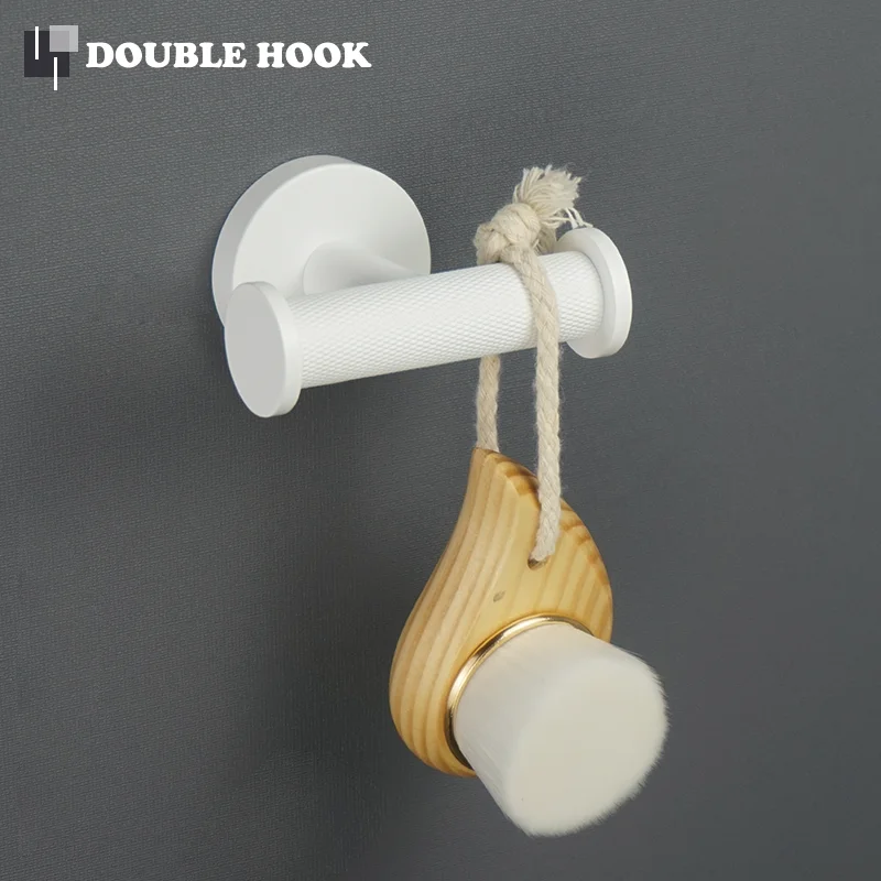 Wall Mounted Stainless Steel White Towel Rack Bathroom Fashion Towel Bar Paper Towel Rack Coat Hook Set