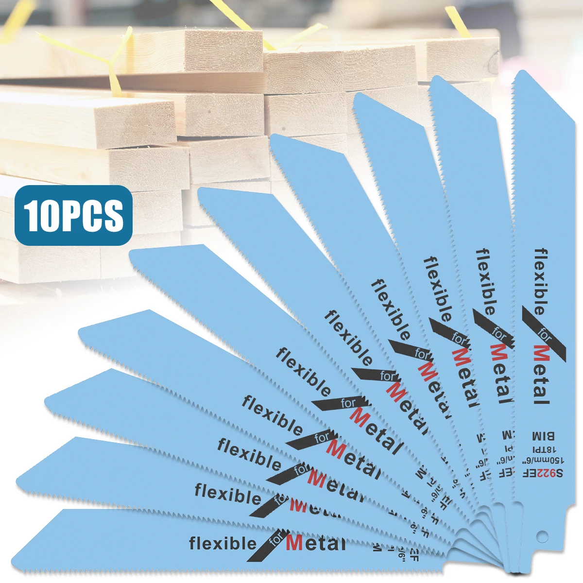 

10Pcs Reciprocating Saw Blades Bi-Metal Cutting Multi Saw Blade for Metal Wood PVC Tube Cutting Power Tools Accessories