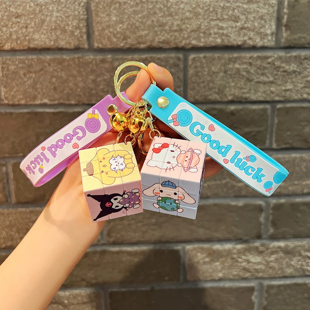 

Anime Creative Rubik's Cube Hello Kitty Kuromi My Melody Keychain Cute Sanrio Car Pendant Cartoon Couple Key Chain Ornament Gift