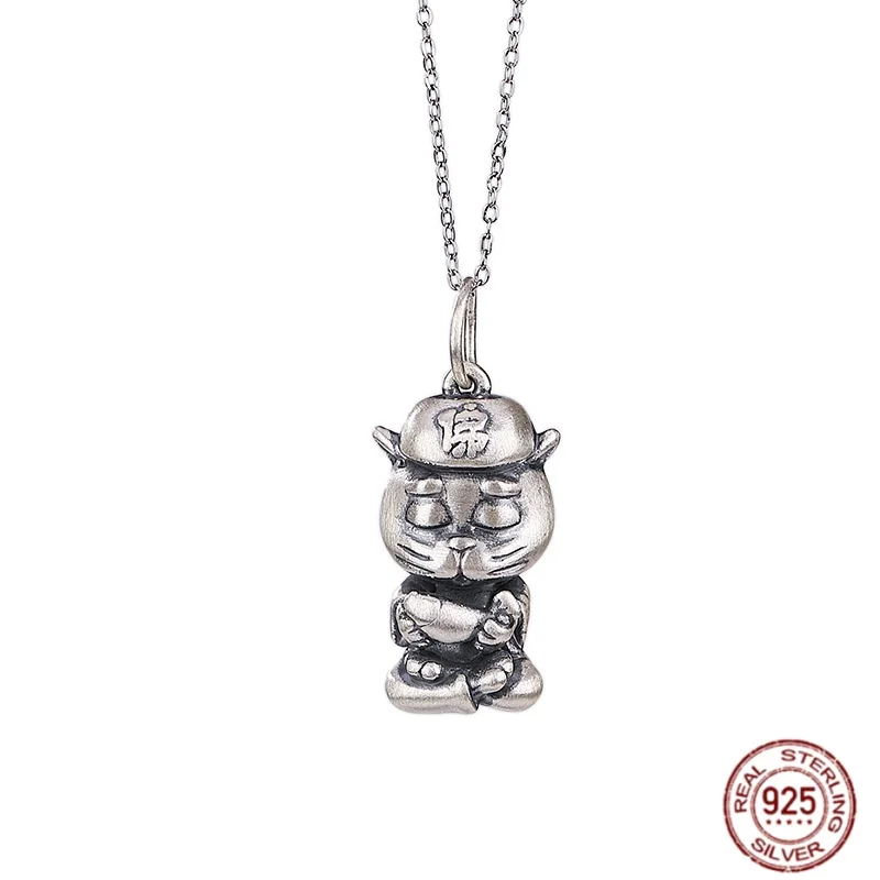 S990 милый серебряный кулон с котом Будды креативный DIY персонализированный в
