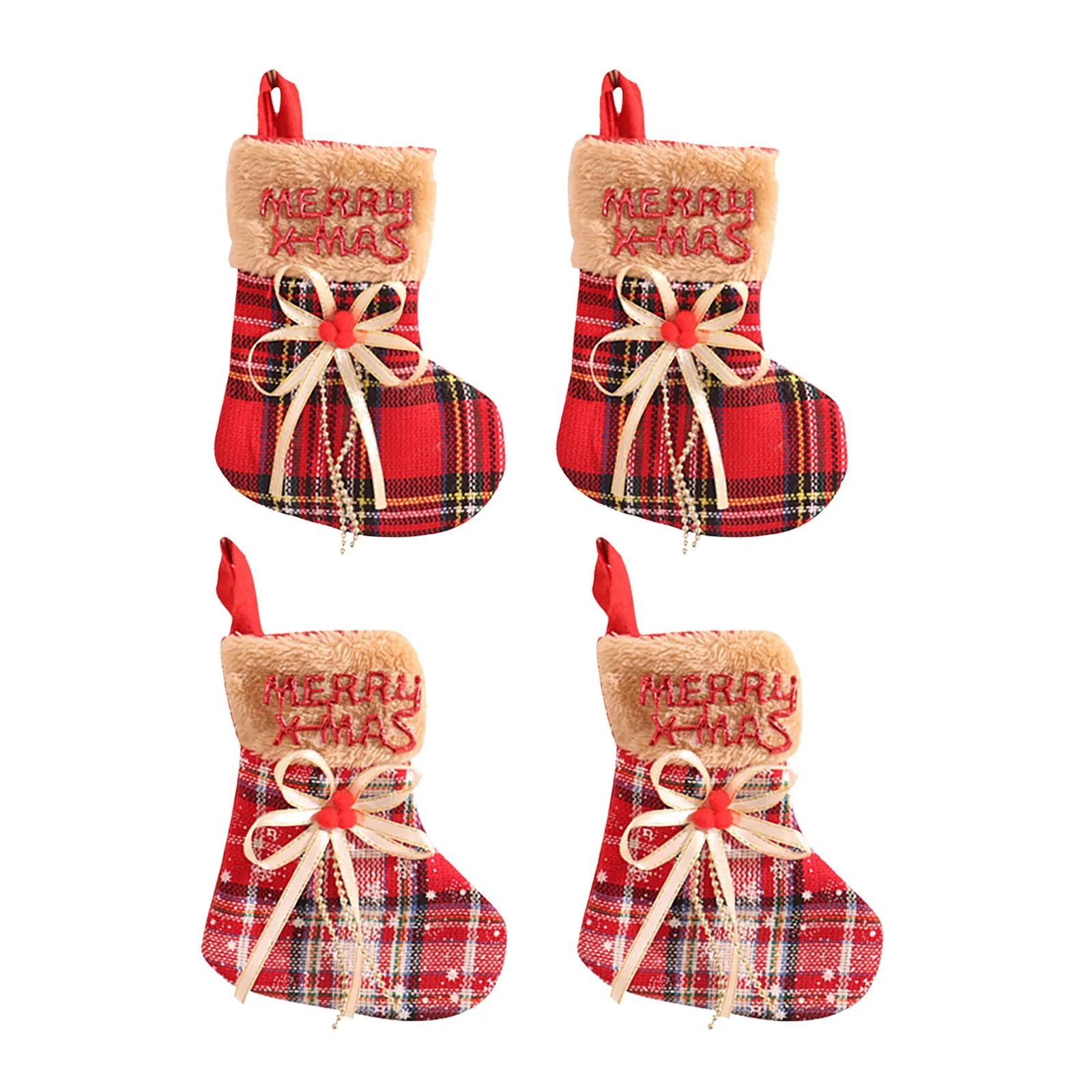 

Christmas Decorations Red Border Non-woven Christmas Pantyhose Fishnet Sheer Stockings Womens Compression Stockings Footless