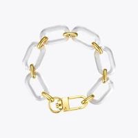 enfashion resin oval chunky bracelets for women big chain bracelet gold color stainless steel pulseras fashion jewellery b2179