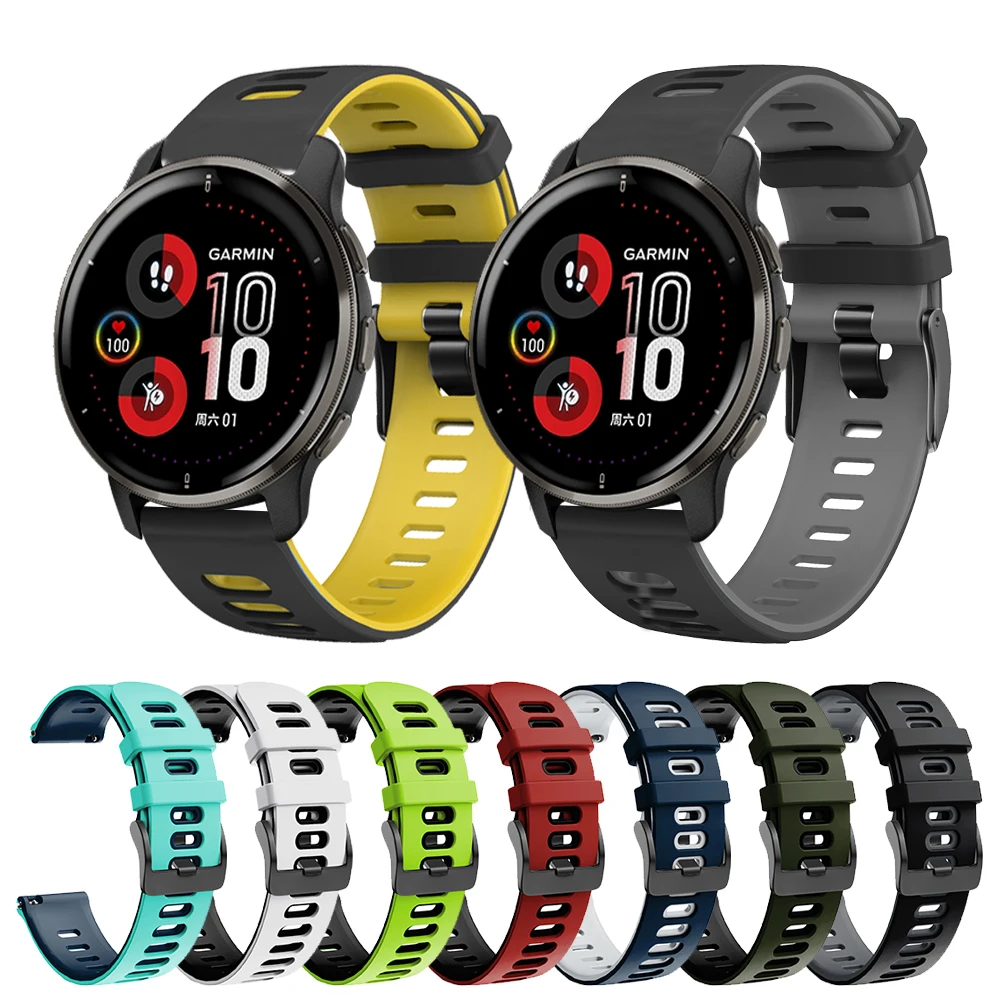 Двухцветный силиконовый ремешок для Garmin touchs40 S42 S12 часов GarminMove Luxe Style пришителя SQ