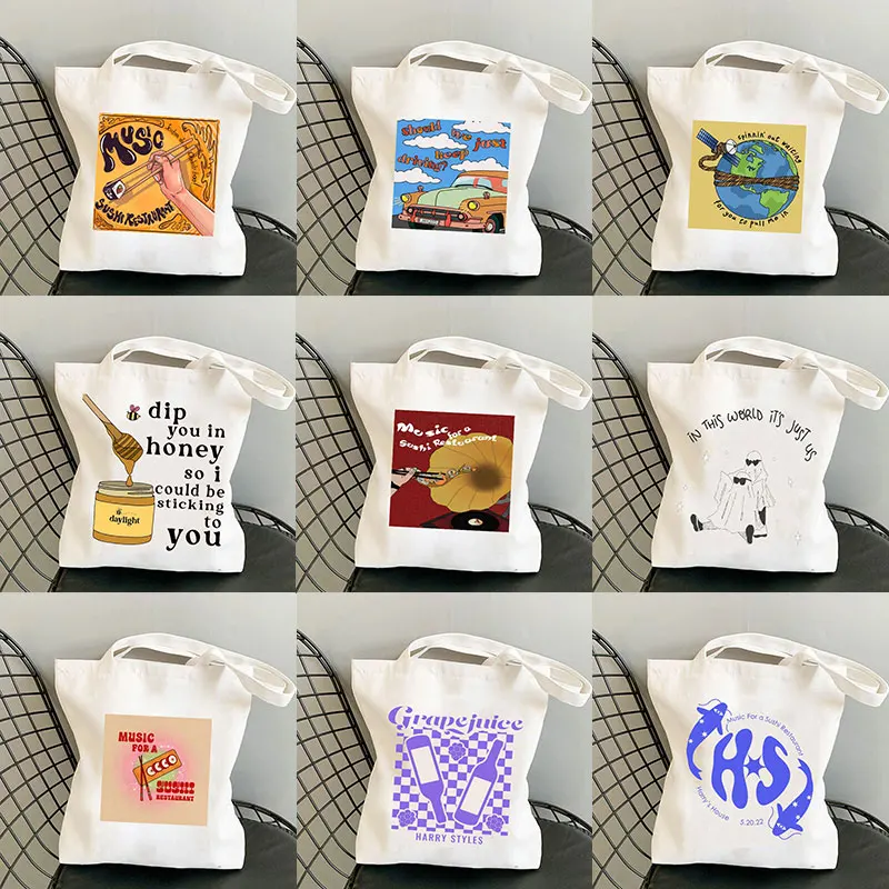 

Harry's House Harry Styles Print Music for Sushi Canvas Bag Bolsa Messenger Bag Cute Fun Handbag Women Designer Tote Bag Gift