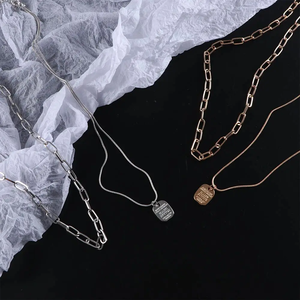 

Girls Personality Hip-hop Women Punk Fashion Jewelry Clavicle Chain Double Layer Necklace Alloy