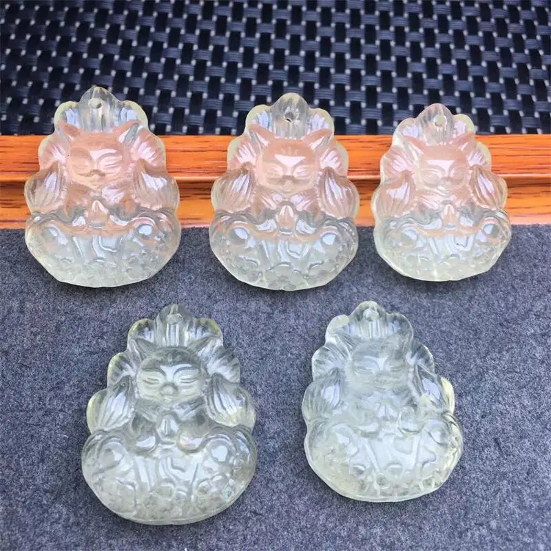 3 шт. натуральный лимонный цитрин девять хвостов лиса Фея резьба Исцеление Рейки