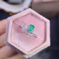 the new 925 silver inlaid natural emerald ring finely crafted simple and elegant can be customized
