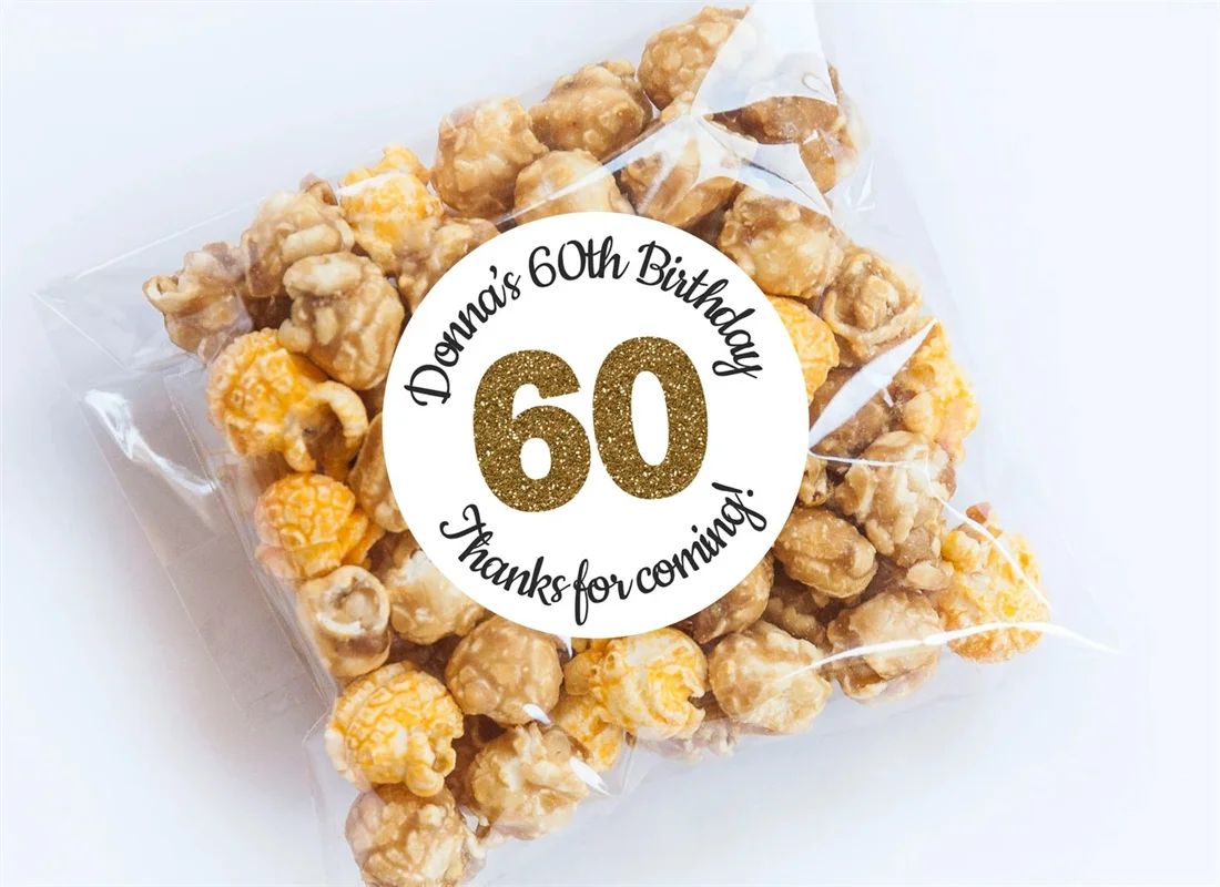 

25PCS Gold 60th Birthday Stickers, Gold Theme, 60th Birthday, Birthday Favor, Thanks for Coming, Personalized, One Labels