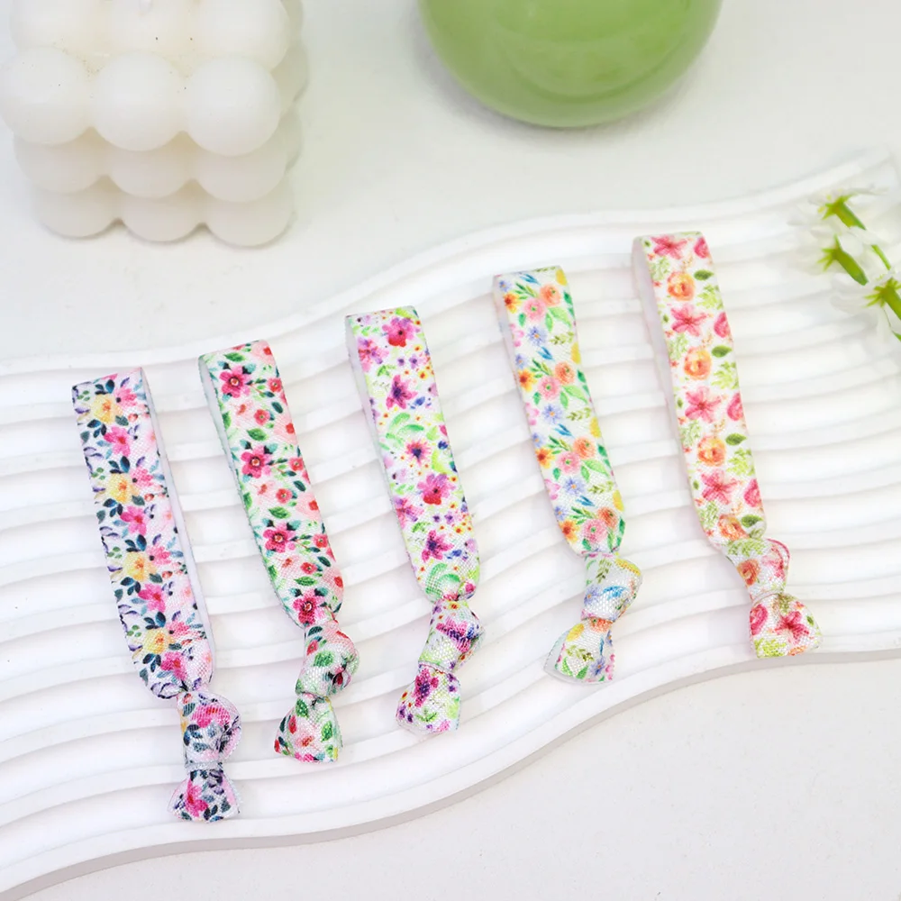 20 шт. весенняя повязка для волос с цветочным принтом FOE эластичная узлом на голову