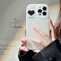 fashion shell pattern love heart phone case for iphone 13 pro max 12 11 x xr xs 7 8 plus se soft 2020 silicone shockproof cover
