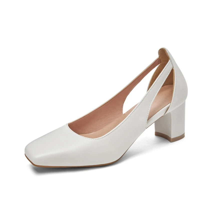 

BLXQPYT Zapatos De Mujer 2021 SquareToe Comfortable Shoes for Women High Heels Wedding Shoes Bride Pumps Plus Size 44 45 528-5