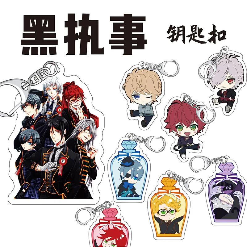 

Hot Anime Black Butler Keyrings Acrylic Figure Brina Palencia Sebastian Michaelis Key Chains Kawaii Bag Car Keychain Pendant