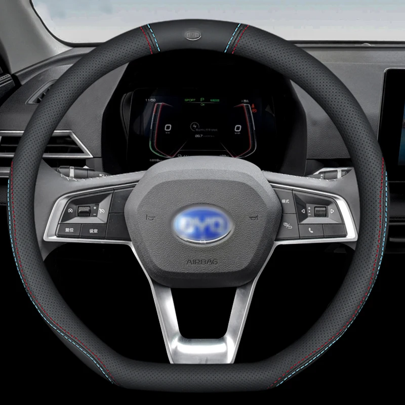 

Чехол на руль D shapeCar, противоскользящий чехол на руль автомобиля, противоскользящий кожаный чехол для автомобильного стайлинга, автомобиль...