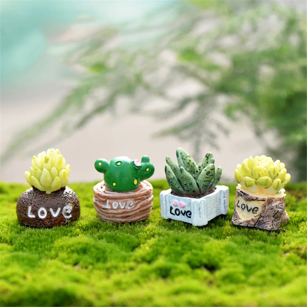 

4pcs Gift Bonsai Ornament Fairy Garden DIY Decor Miniature House Gnome Terrarium Micro Landscape Figurines