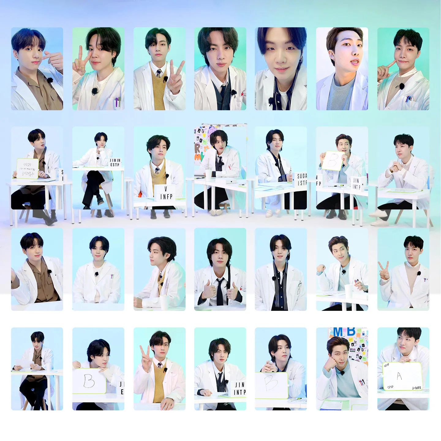 

KPOP bangtan boys New Album MBTI Lab Photos Concept Photos Information Cards High Quality LOMO Photo Cards Postcards Gifts JIN V