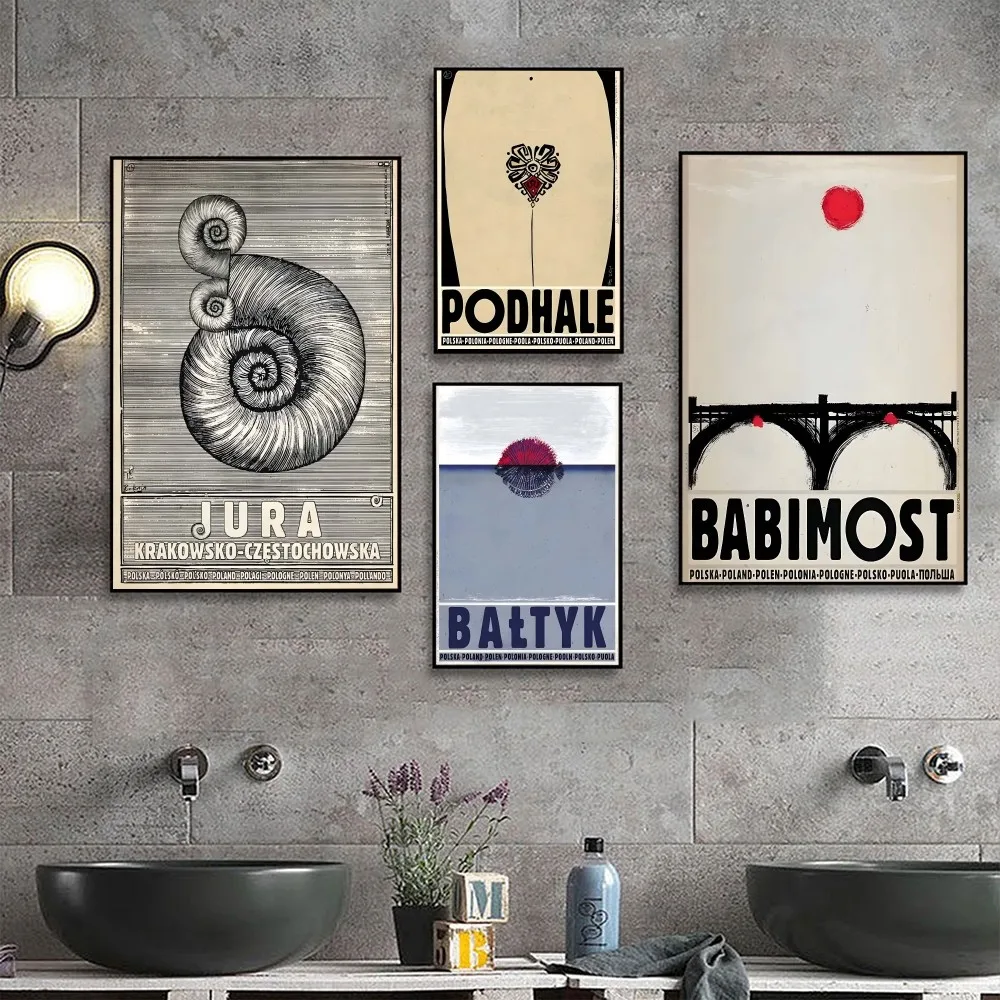 Ретро Польский Пейзажный Постер Крафт-бумага Настенное Искусство Для Клубного