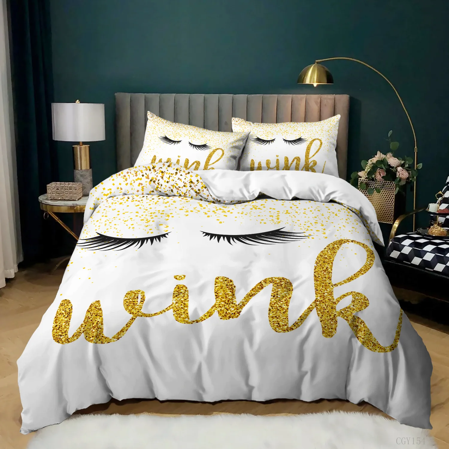 

Eyelash King Queen Duvet Cover Cartoon Style Romantic Woman Closed Eye with Long Lashes Bedding Set 2/3pcs Polyester Quilt Cover