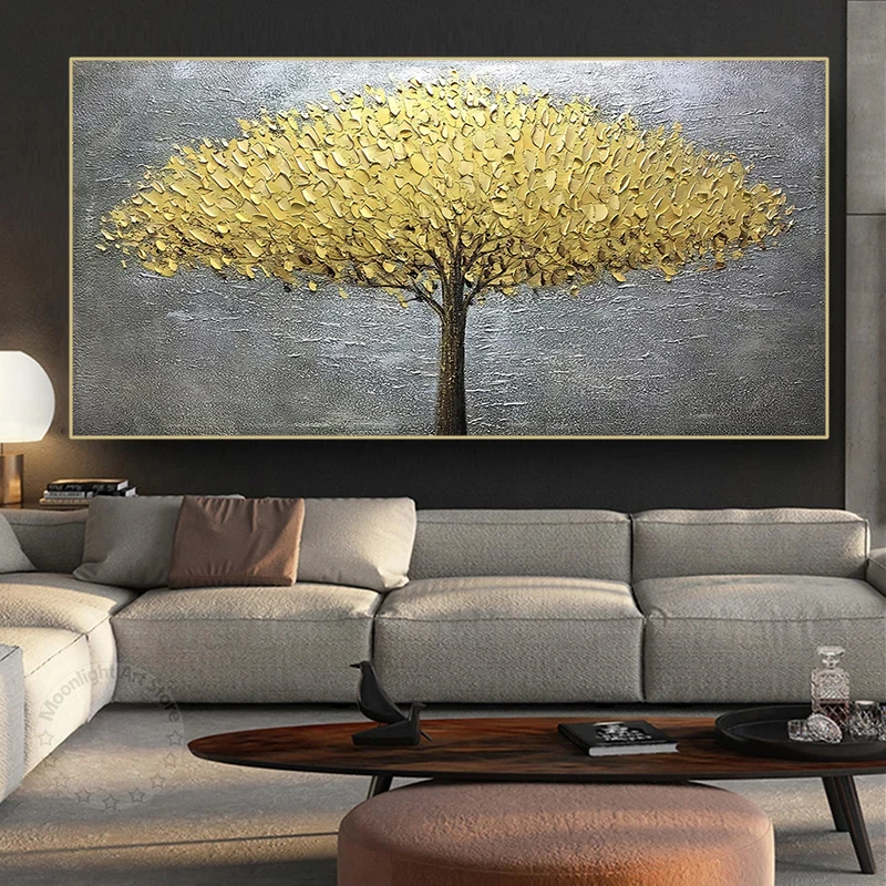 

Abstract Nordic Gold Tree of Life Oil Painting on Canvas Wall Art Poster Prints Wall Pictures for Living Room Home Cuadros Decor