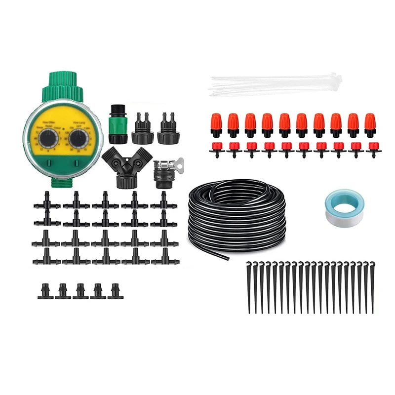 

Drip Irrigation Kit With Timer Irrigation System,Adjustable Dripper Automatic Lawn Plant Garden Hose Watering System