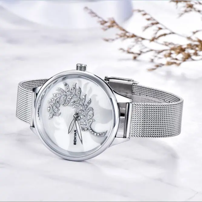 BENYAR новые стильные женские кварцевые часы модные влагостойкие импортные |