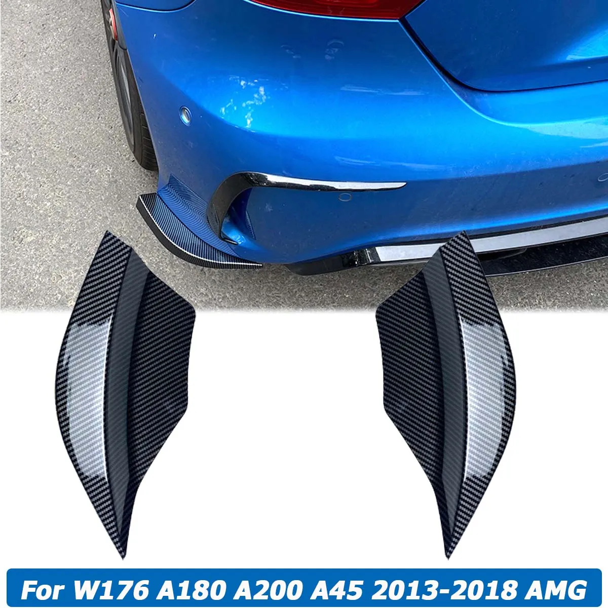 

W176 Rear Bumper Splitter Air Vent Cover Apron Stickers For Mercedes Benz A Class A180 A200 A45 AMG 2013-2018 Car Accessories