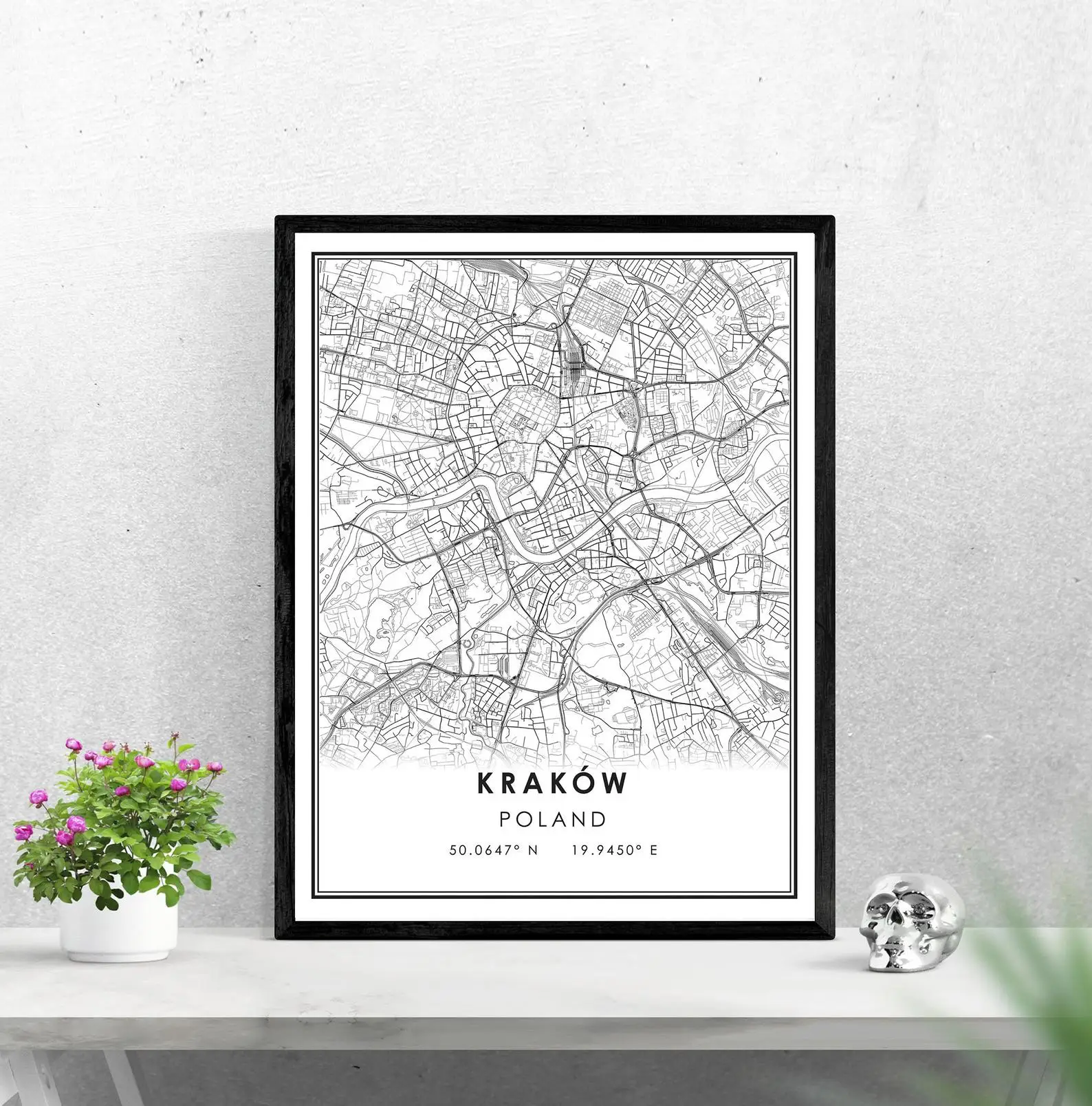 

Krakow map print poster canvas | Krakow city map print poster canvas | Poland Gift Map