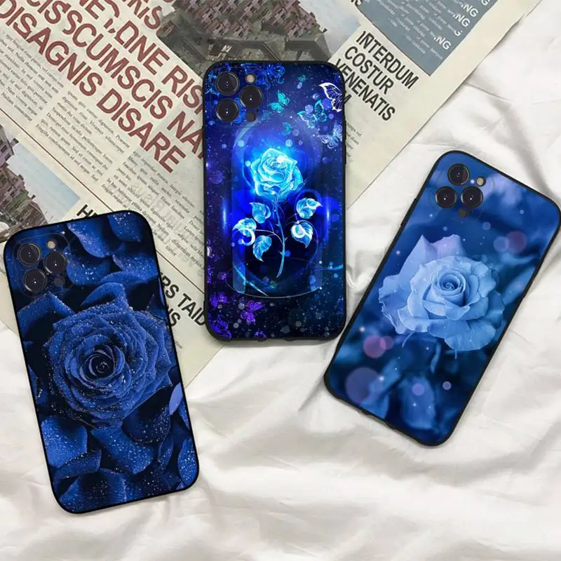 

blue rose flower Phone Case for iPhone 11 12 13 Mini Pro Max 8 7 6 6S Plus X 5 SE 2020 XR XS Funda Case