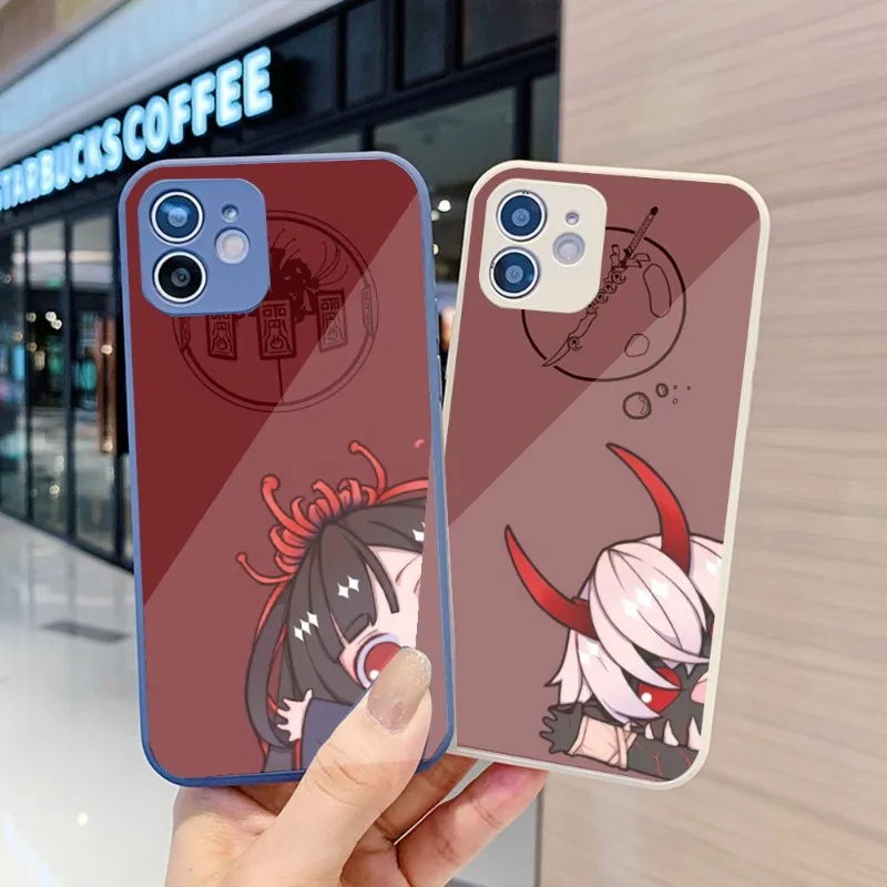 

Cute Onmyoji Phone Case For IPhone 14 13 12 11 Pro Max X XR XS 8 7 Plus Liquid Glass Color Phone Cover