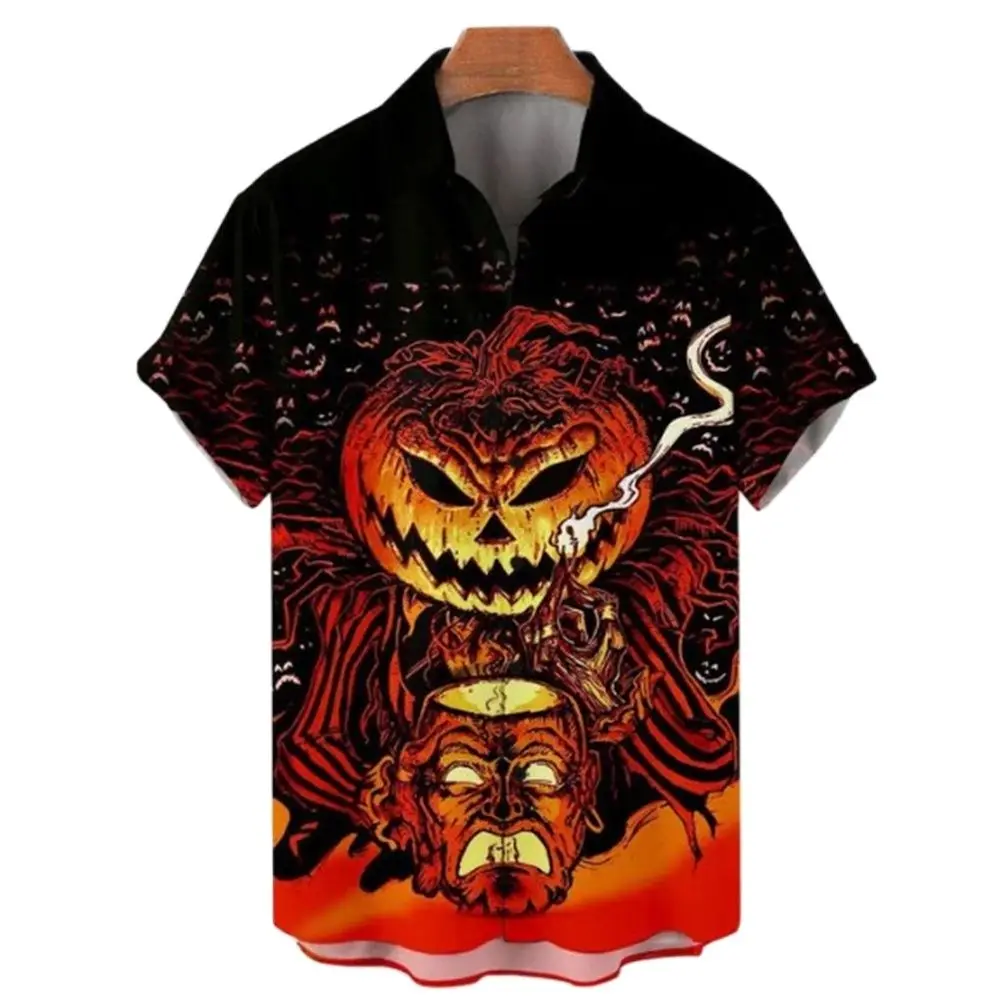 

Men's Shirts Summer Short Blouses Vintage Clothes Halloween Tops Harajuku Shirts Festive Horror Hip Hop Casual Unisex Loose Tees