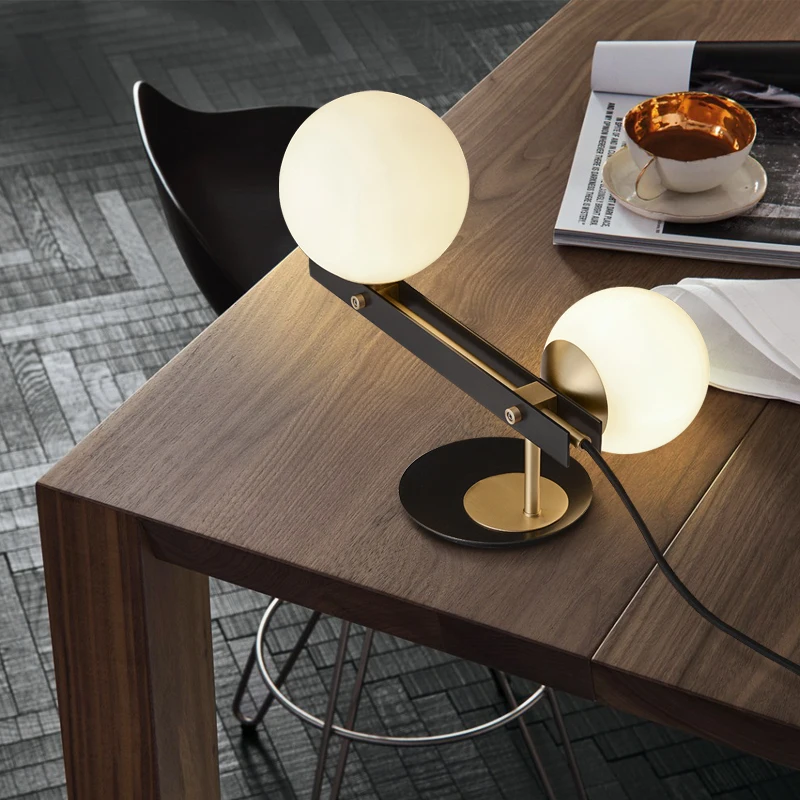 

Creative Copper Table Lamp Simple Modern Living Room Bedroom Study Bedside Nordic Indoor decorative led table lamp