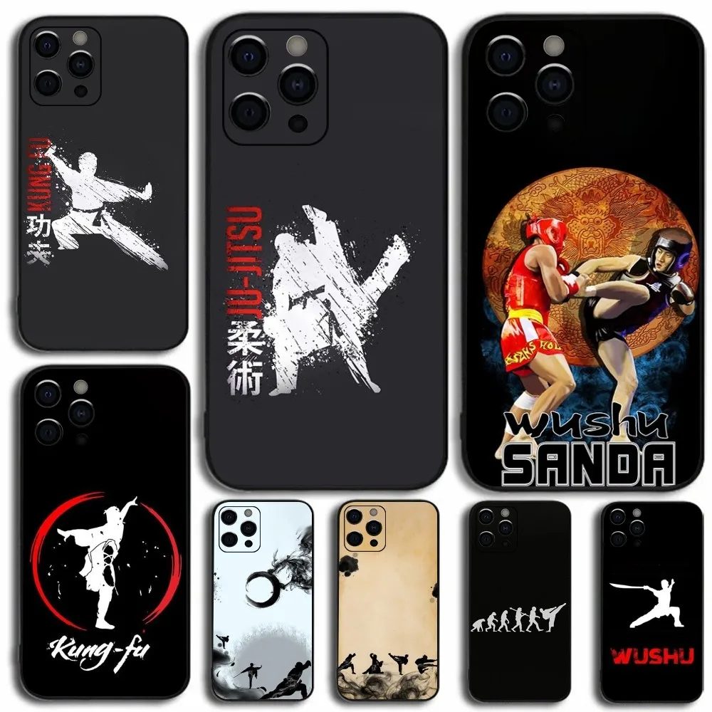 Чехол для телефона Kung Fu Taekwondo sanda Apple iPhone 15 14 13 12 11 Pro X XS Max XR Plus Mini Soft Black Cover