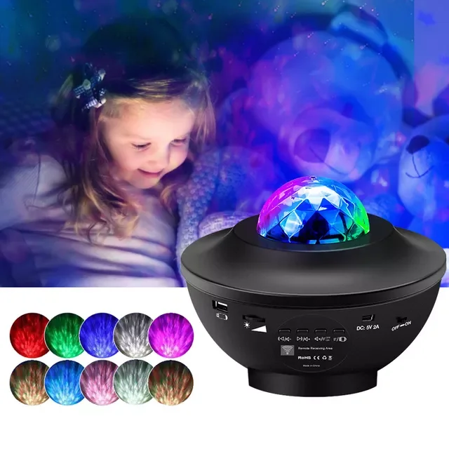 

LED USB Ocean Wave Night Light Galaxy Projector Starry Sky Children Christmas Gifts Home Room Decoration Music Bluetooth Speaker