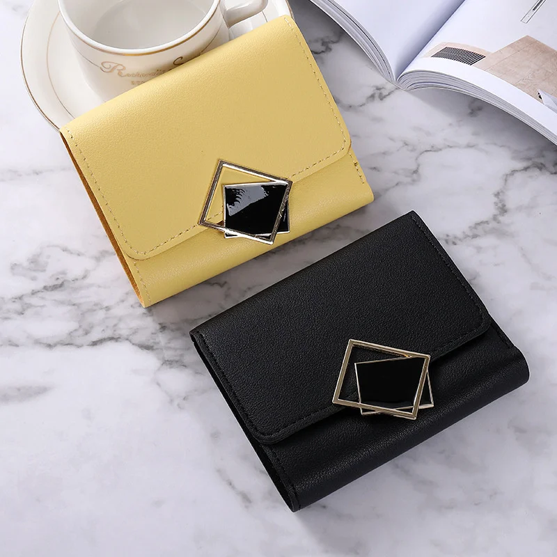 

Small Wallet Female Short New Fresh Three-fold Multi-card Slot Large-capacity Anti-demagnetization Student Coin Purse for Women