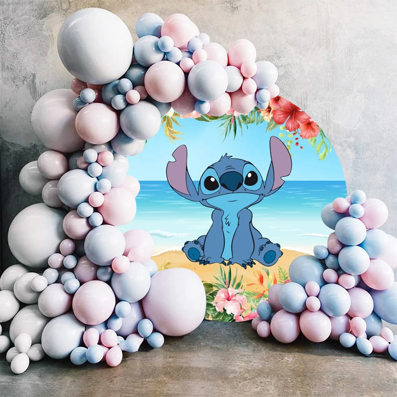 

Disney Lilo & Stitch Elastic Circle Round Background Children Birthday Party Decor Banner Photography Backdrop Photo Studio