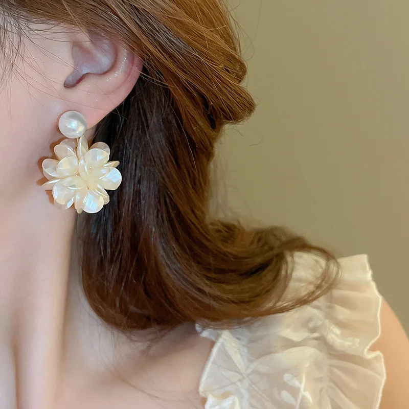 Корейские модные висячие серьги с имитацией жемчуга и шариком для женщин