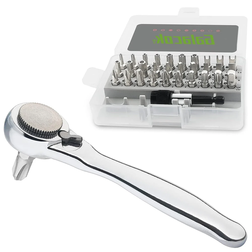 Мини-отвертка с храповым механизмом 32 в 1 1/4 дюйма