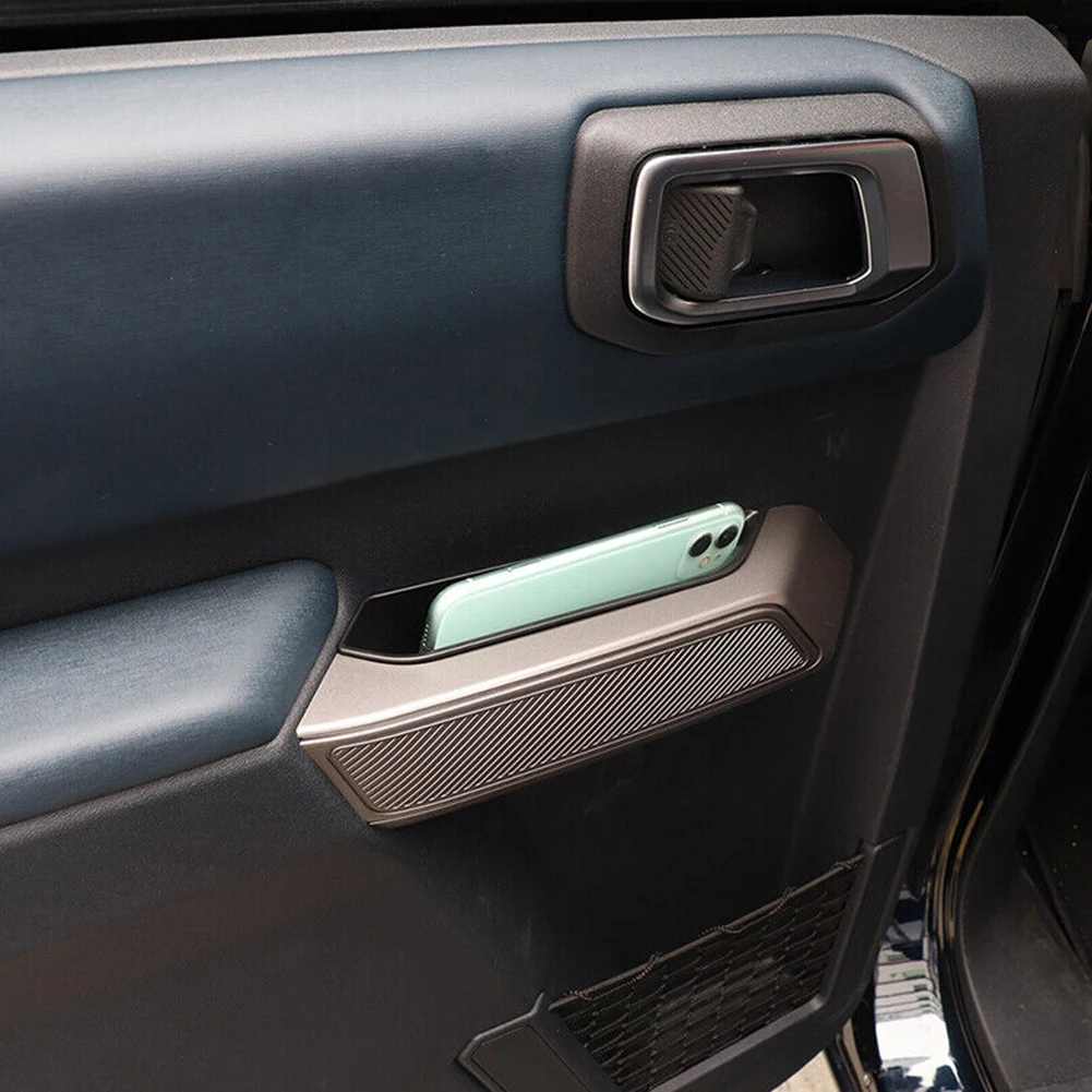

4pcs ABS Black Front Door Handle Storage Box Accessories For Ford Bronco 2021 2022 4Door Accessories For Vehicles
