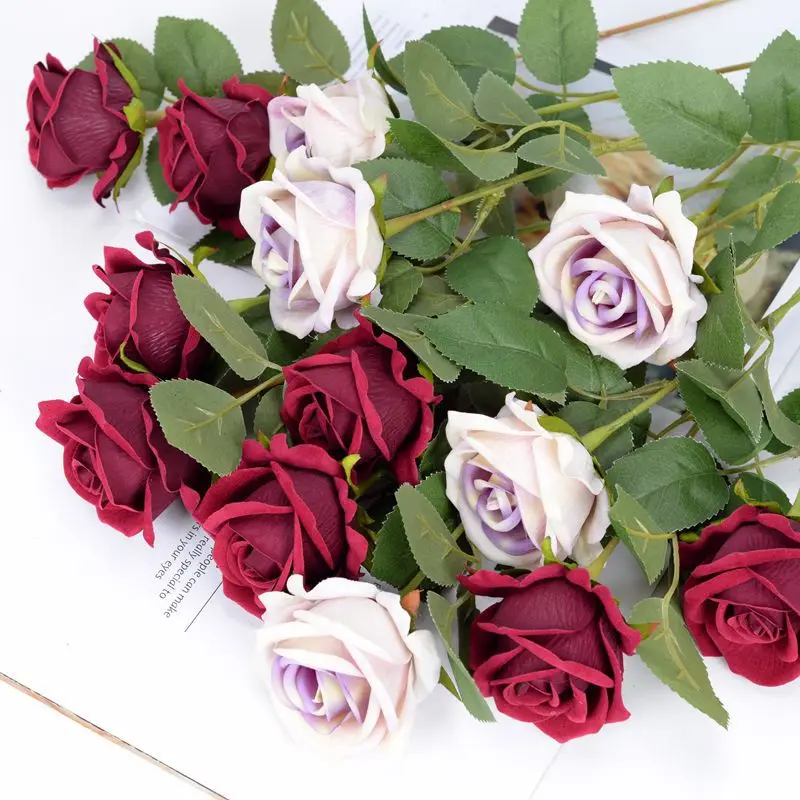 

5Pcs Valentine's Day Decor Velvet Rose Flower Wedding Flower Arrangement Bouquet Artificial Flowers Rose Home Decoration Floral
